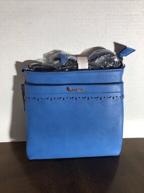 Brentano Square Crossbody W/scalloped Design In Nebulas Blue 10” x 10” x 1”